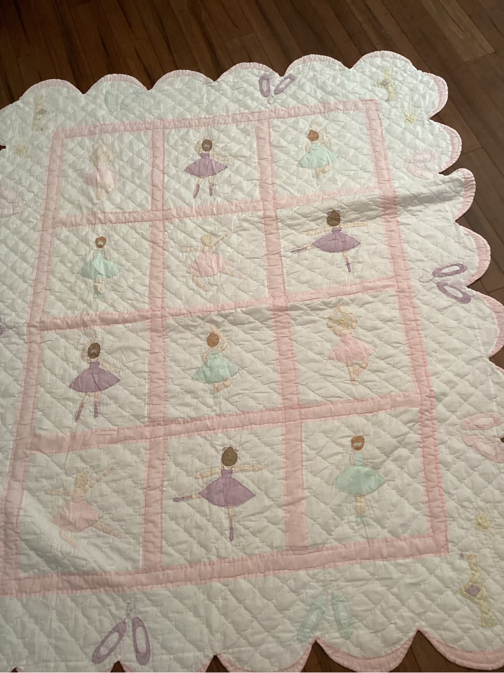 Handmade Pink Ballerina Quilt - Charming Girls Bedding Balletcore, Girlhoodcore